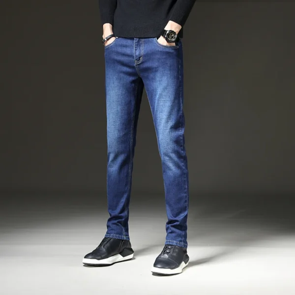 2024 Men's straight leg jeans loose casual pants Korean version trend slim fit versatile pants Men's trendy brand black blue - Image 3