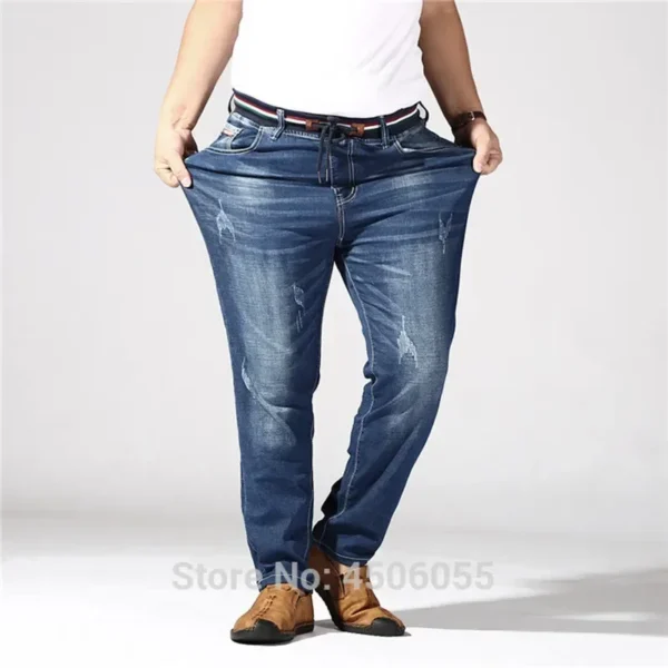 Distressed Extra Large Jeans For Men Stretch Denim Trousers 6XL 7XL 8XL Big Plus Size Mens Ripped Pants 160KG Male Elastic Jean - Image 2