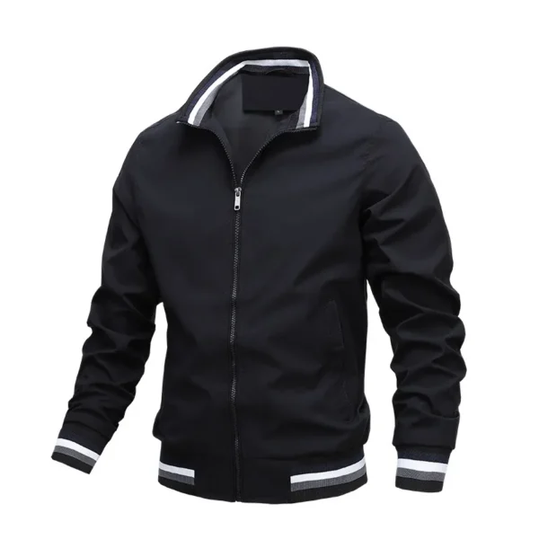 Autumn and Winter Men's Stand Collar Casual Zipper Jacket Outdoor Sports Coat Windbreaker Jacket for Men Waterproof Bomber - Image 3