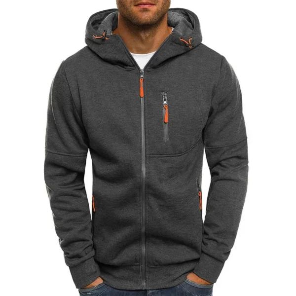 Men's Hoodies Long Sleeve Sweatshirt Zipper Design Hooded Sweatshirt for Men Clothing Sportswear Slim Fit Casual Jacket - Image 2