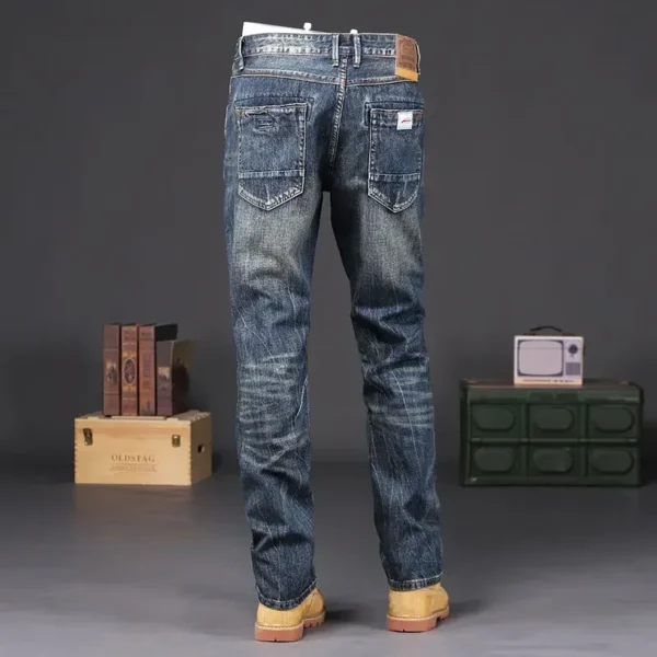 Jeans for Men Work Wear Male Cowboy Pants Large Size Trousers Straight Low Rise Spring Autumn Stylish Designer Classic Denim Xs - Image 4