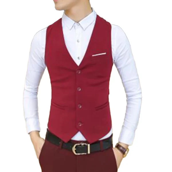 Men Formal Business Suit Vest Fashion Single Breasted V Neck Slim Fit Social Tuxedo Waistcoat Coat Vests Male Clothing - Image 4