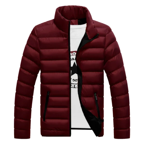 M-5XL New Men's Winter Thick Jacket Stand Neck Zipper for Warmth and Contrast Color Short Jacket Slim Fitting and Versatile Jac