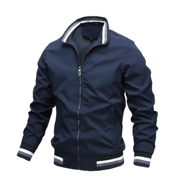 Autumn and Winter Men's Stand Collar Casual Zipper Jacket Outdoor Sports Coat Windbreaker Jacket for Men Waterproof Bomber - Image 4