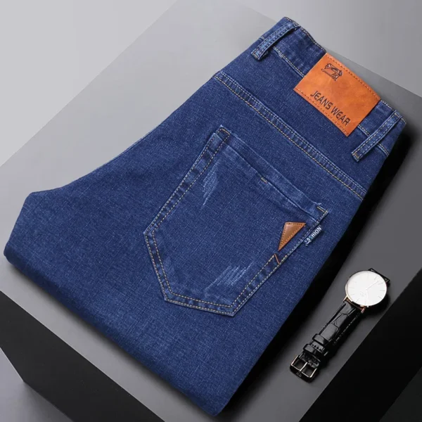 Men Fashion Straight Jeans Men 2024 New Stretch Slim Fit Pants Comfortable Soft Business Denim Trousers Male Brand Clothing - Image 3