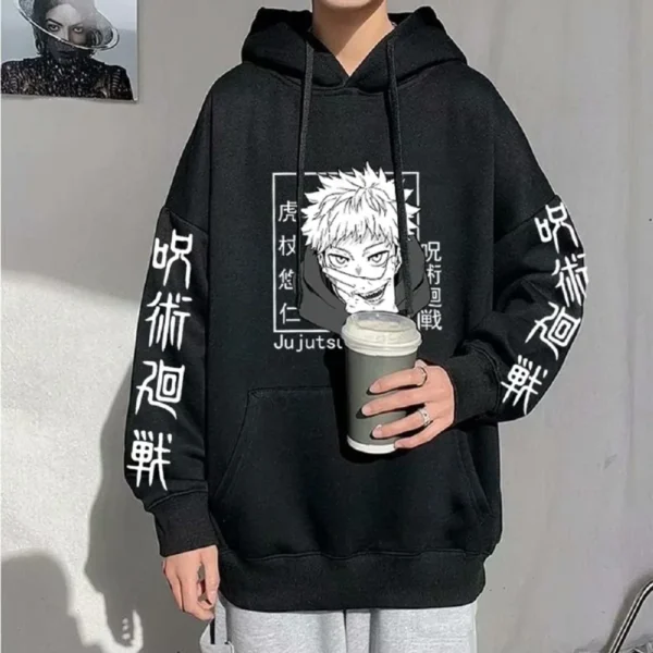 Anime Print Sweatshirts Jujutsu Kaisen Men's Hoodie Harajuku Autumn Winter Streetwear Clothe Yuji Itadori Plus Size Hoodie - Image 6