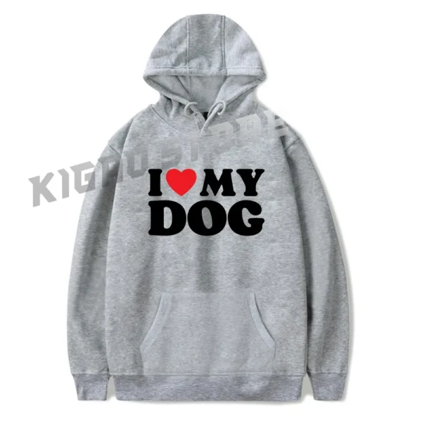 I Love My Dog Hoodie Sweatshirt Spring & Fall For Men/Women Long Sleeve Pullover Outerwear Streetwear - Image 3