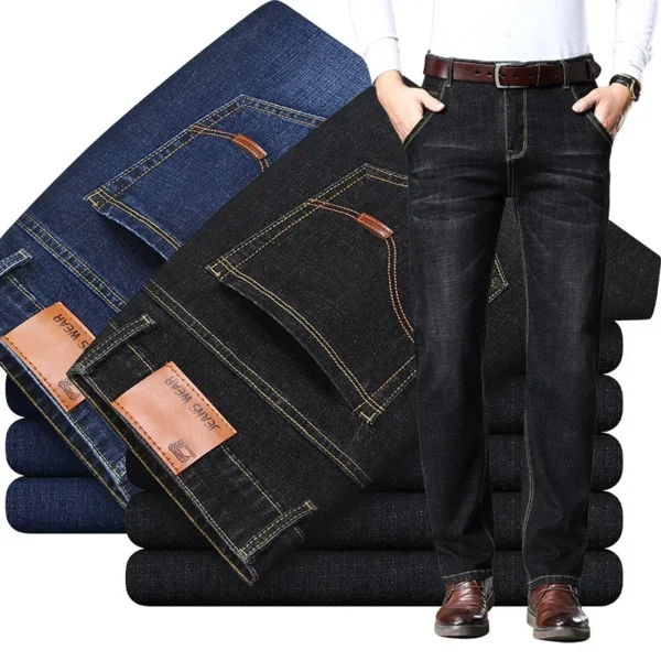 New Men Light Luxury Stretch Slim Fit Pants Comfortable Soft Business Fashion Straight Casual Denim Trousers Male Brand Clothing - Image 3